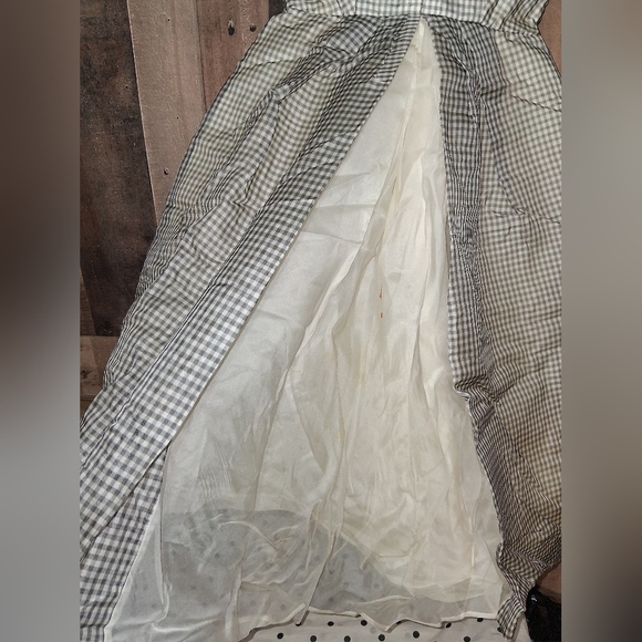 Vintage Kay Selig 1950s Gingham Dress Tulle New York Black - Picture 5 of 12